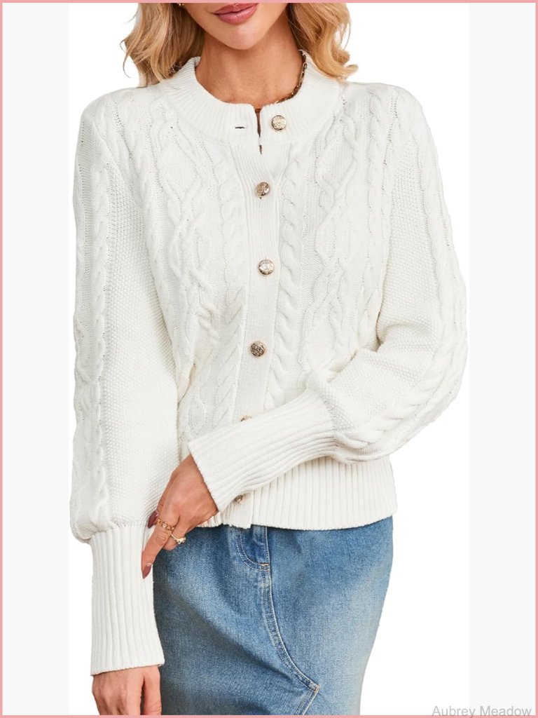 Chunky Cable Knit Cardigan Button Down Long Sleeve Open Front Fall Jacket